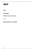 ocr A Level Geography H481/02 June2023 Mark Scheme.