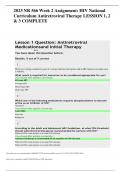 NR 566 Week 2 Assignment: HIV National Curriculum Antiretroviral Therapy LESSION 1, 2 & 3 COMPLETE