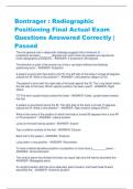 Bontrager : Radiographic  Positioning Final Actual Exam  Questions Answered Correctly |  Passed
