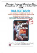 Memmlers Structure & Function of the Human Body 12th Edition by Cohen TEST BANK | QUESTIONS & ANSWERS (GRADED A+) | 2023