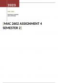 MAC 2602 ASSIGNMENT 4 SEMESTER 2 EXAM | QUESTIONS & ANSWERS (GRADED 98%) | 2023
