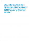 WGU C214 OA Financial  Management Pre-Test Exam 2023 (Revised and Verified  Rated A)