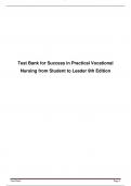 Test Bank For Success In Practical Vocational Nursing From Student To Leader 9th Edition All Chapters Updated A+