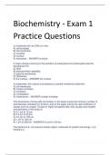 Biochemistry - Exam 1  Practice Questions
