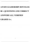 ATI RN LEADERSHIP 2019 EXAM / 80 + QUESTIONS AND CORRECT ANSWERS ALL VERIFIED GRADED A+