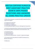 NBSTSA CERTIFIED SURGICAL FIRST ASSISTANT PRACTICE EXAM B 100% PASSED QUESTIONS AND ANSWERS ALL DONE PRACTICE UPDATE GRADED A+