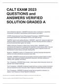 CALT EXAM 2023  QUESTIONS and  ANSWERS VERIFIED  SOLUTION GRADED A