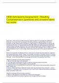 HESI Admissions Assessment - Reading Comprehension questions and answers latest top score.