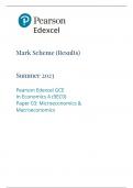 EDEXCEL A LEVEL 2023 ECONOMICS A QUESTION PAPER 1,2 and 3 MARK SCHEMES