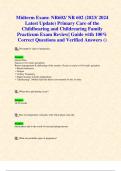 Midterm Exams: NR602/ NR 602 (2023/ 2024 Latest Updates STUDY BUNDLE) Primary Care of the Childbearing and Childrearing Family Practicum Exams| 100% Correct Questions and Verified Answers (Grade A)