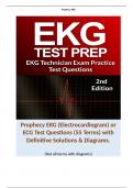 Prophecy EKG (Electrocardiogram) or ECG Test Questions (55 Terms) with Definitive Solutions & Diagrams.
