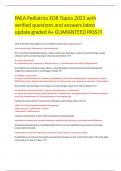 PAEA Pediatrics EOR Topics 2023 with verified questions and answers latest update graded A+ GUARANTEED PASS!!!