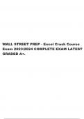 WALL STREET PREP - Excel Crash Course Exam 2023/2024 COMPLETE EXAM LATEST GRADED A+.