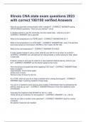 Illinois CNA state exam questions 2023  with correct 100/100 verified Answers