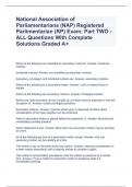 National Association of Parliamentarians (NAP) Registered Parlimentarian (RP) Exam: Part TWO - ALL Questions With Complete Solutions Graded A+