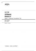 AQA GCSE GERMAN 8668/LF Paper 1 JUNE 2023 MARK SCHEME: Listening Foundation Tier