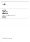 AQA GCSE GERMAN 8668/WF Paper 4 JUNE 2023 MARK SCHEME: Writing Foundation Tier