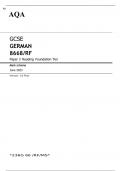 AQA GCSE GERMAN 8668/RF Paper 3 JUNE 2023 MARK SCHEME: Reading Foundation Tier