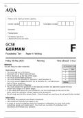 AQA GCSE GERMAN Foundation Tier	Paper 4 JUNE 2023 QUESTION PAPER: Writing