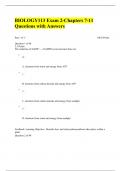 BIOLOGY113 Exam 2-Chapters 7-11 Questions with Answers