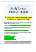 ALL HESI EXIT QUESTIONS AND ANSWERS TEST BANK