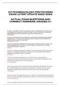 ATI PHARMACOLOGY PROTOCORED EXAM LATEST UPDATE 2023/2024 ACTUAL EXAM QUESTIONS AND CORRECT ANSWERS ,GRADED A+