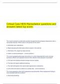  Critical Care HESI Remediation questions and answers latest top score.