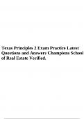 Texas Principles 2 Exam Practice Latest Questions and Answers Champions School of Real Estate Verified.