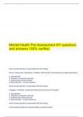  Mental Health Pre-Assessment ATI questions and answers 100% verified.
