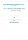 HESI Pharmacology Proctored Exam 2023 V1 - V6