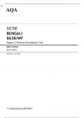 AQA GCSE BENGALI Foundation Tier Paper 4 JUNE 2023 MARK SCHEME: Writing