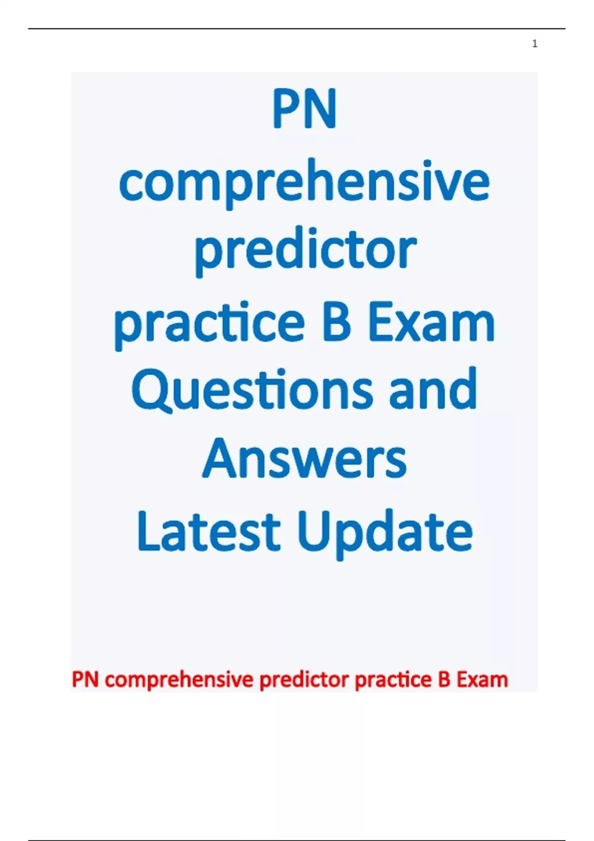 PN Comprehensive Predictor Online Practice B Exam Questions And Answers ...