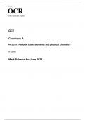 OCR A Level Chemistry A H432/01 JUNE 2023 MARK SCHEME: Periodic table, elements and physical chemistry