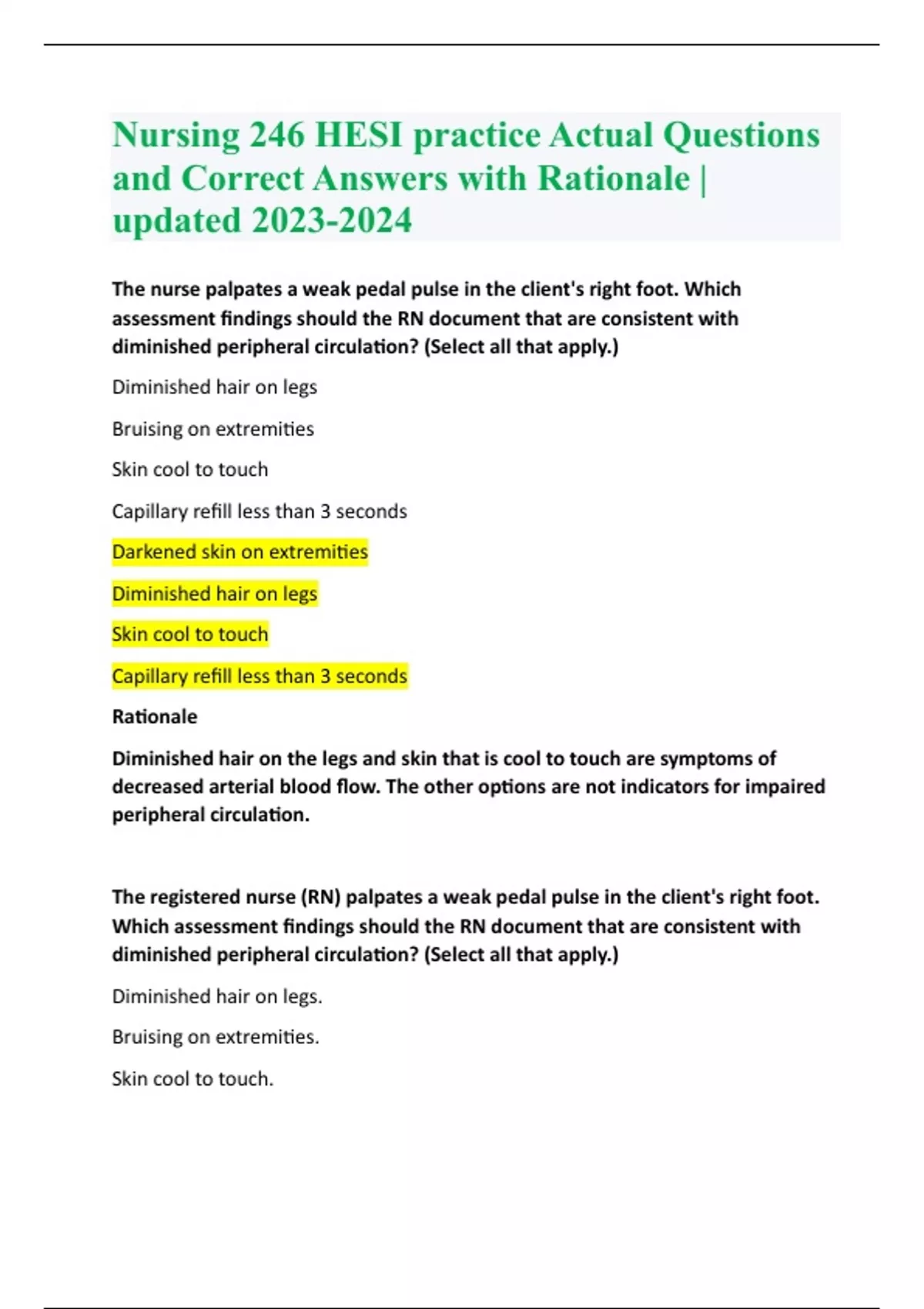 2024 HESI PEDIATRIC NURSING EXAM: COMPREHENSIVE EVALUATION OF PEDIATRIC  NURSING KNOWLEDGE AND SKILLS WITH OVER 200 QUESTIONS, EXPERT-VETTED A+  ANSWERS AND RATIONALES, PAVING THE WAY FOR SUCCESS IN PEDIATRIC NURSING /  NURSING - Knoowy