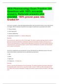 HESI Pharmacology Exam Practice. 245 Questions with 100% accuarate answers, Rationale answers also provided. 100% proven pass rate. Graded A+