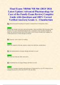 Final Exams: NR566/ NR 566 (ALL 2023/ 2024 Latest Updates STUDY BUNDLE WITH COMPLETE SOLUTIONS) Advanced Pharmacology for Care of the Family Exam Review| Complete Guide with Questions and 100% Correct Verified Answers| Grade A - Chamberlain