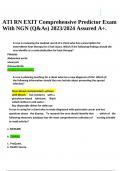 ATI RN EXIT Comprehensive Predictor Exam With NGN (Q&As) 2023/2024 Assured A+.