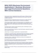 WGU D078 (Business Environment Applications I: Business Structures and Legal Environment) Questions With Correct Solutions.