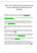 2023 AAPC CPB Final Exam Questions and  Answers (2022/2023) (Verified Answers) AGRADE Health plan, clearinghouses, and any entity transmitting health information is  considered by the Privacy Rule to be a: Correct Answer: covered entity Which of the follo