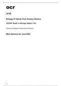 ocr GCSE Biology B (Twenty First Century Science) J257/04 June2023 Mark Scheme and Question Paper.