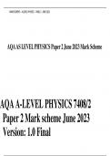 AQA A-LEVEL PHYSICS 7408/2 Paper 2 Mark scheme June 2023 Version: 1.0 Final