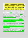 OMVIC REAL PRACTICE EXAM LATEST 2023-2024 VERSION WITH 100 QUESTION ANS VERIFIED CORRECT ANSWERS/GRADED A+ 