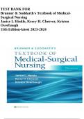 TEST BANK FOR Brunner & Suddarth's Textbook of MedicalSurgical Nursing Janice L Hinkle, Kerry H. Cheever, Kristen  Overbaugh 15th Edition-latest 2023-2024