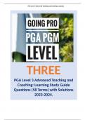 PGA Level 3 Advanced Teaching and Coaching: Learning Study Guide Questions (58 Terms) with Solutions 2023-2024.