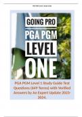 PGA PGM Level 1 Study Guide Test Questions (649 Terms) with Verified Answers by An Expert Update 2023-2024.