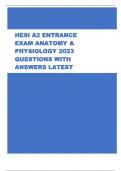 HESI A2 ENTRANCE  EXAM ANATOMY &  PHYSIOLOGY 2023  QUESTIONS WITH  ANSWERS LATEST