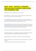 D265 - WGU - CRITICAL THINKING - REASON AND EVIDENCE QUESTIONS AND ANSWERS 2024