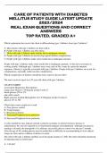 CARE OF PATIENTS WITH DIABETES  MELLITUS STUDY GUIDE LATEST UPDATE  2023/2024  REAL EXAM QUESTIONS AND CORRECT  ANSWERS  TOP RATED, GRADED A+