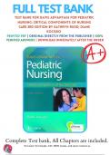 Test Bank for Davis Advantage for Pediatric Nursing: Critical Components of Nursing Care, 3rd Edition by Kathryn Rudd |9781719645706 | 2023 -2024 | Chapter 1-22 | All Chapters with Answers and Rationals 