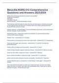 Maryville;NURS 612 Comprehensive Questions and Answers 2023/2024